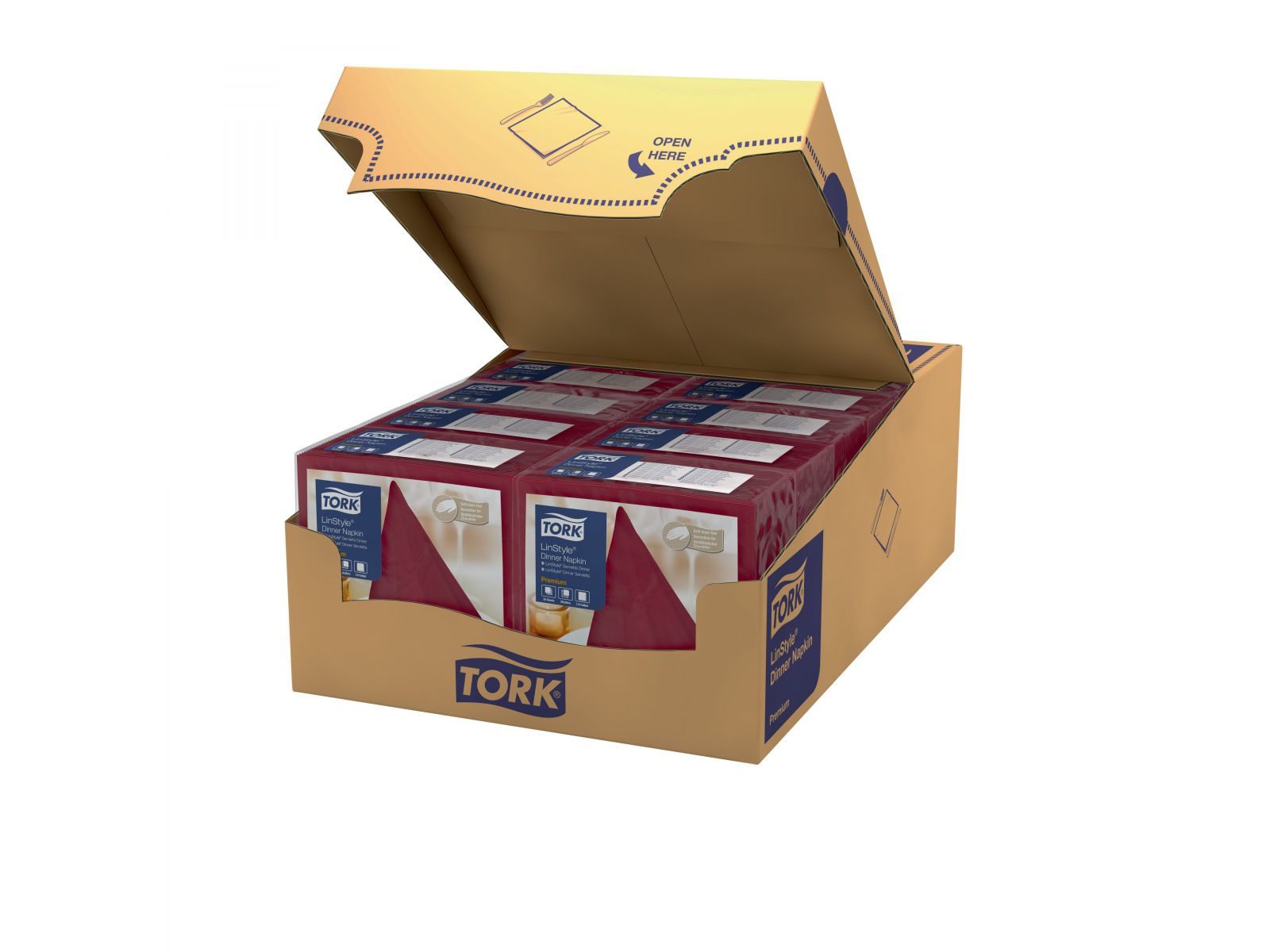 Serwetki Tork LinStyle&reg; 478855 Bordo 39x39 Karton 600 serwetek (12 x 50) Składana 1/4